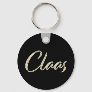 Claas Name whitegold Button Schlüsselanhänger Key Ring