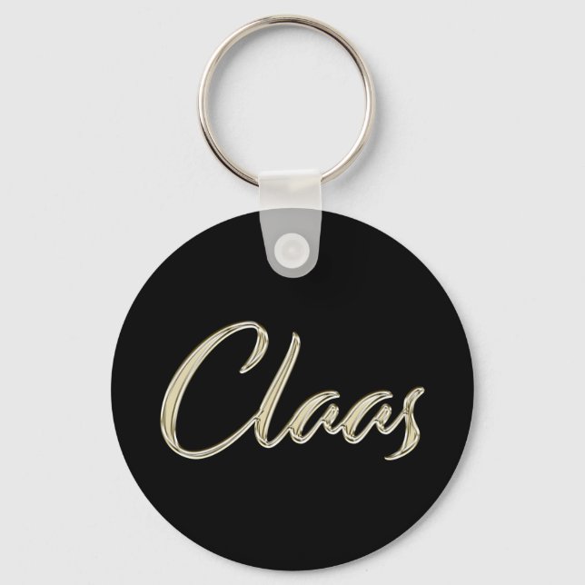 Claas Name whitegold Button Schlüsselanhänger Key Ring (Front)