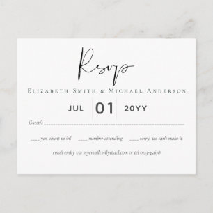 Claassic White Script RSVP MENU Budget Postcard