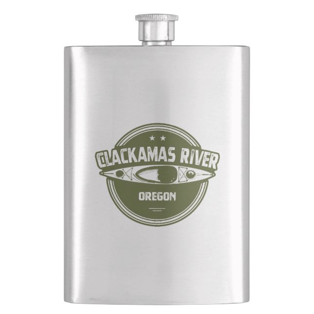 Clackamas River Oregon Kayaking Hip Flask (Front)