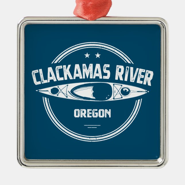 Clackamas River Oregon Kayaking Metal Ornament (Front)