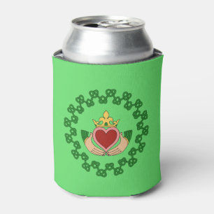 Claddagh and Green Knotwork Can Cooler