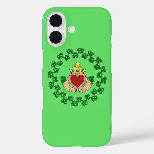 Claddagh and Green Knotwork iPhone 16 Case