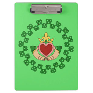 Claddagh and Green Knotwork Clipboard