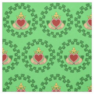 Claddagh and Green Knotwork Fabric