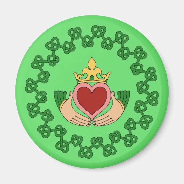 Claddagh and Green Knotwork Magnet (Front)