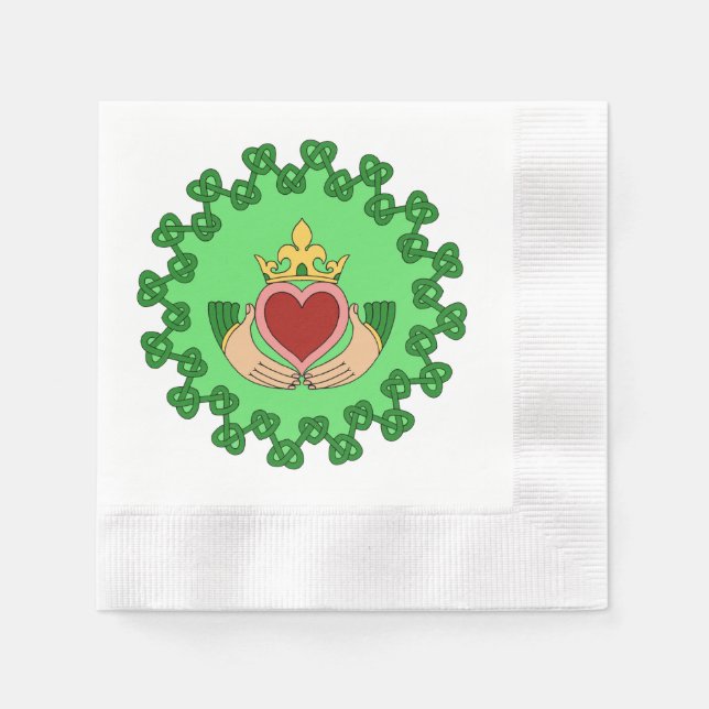 Claddagh and Green Knotwork Napkin (Front)