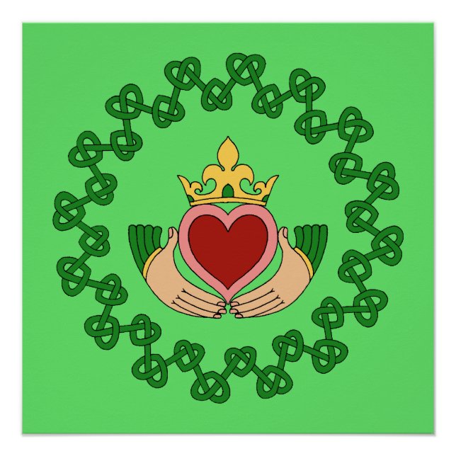Claddagh and Green Knotwork Poster (Front)