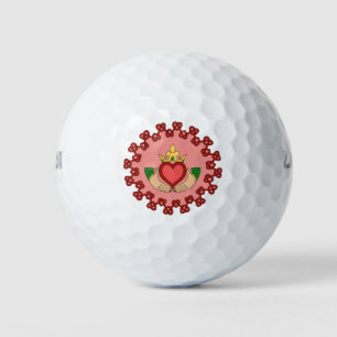 Claddagh and Red Knotwork on Pink Golf Balls