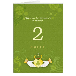 Claddagh Ring Green Irish Wedding Table Numbers
