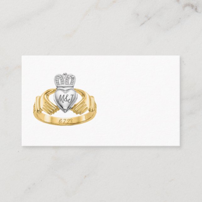 Claddagh Ring Wedding Place Card Initials & Date (Front)