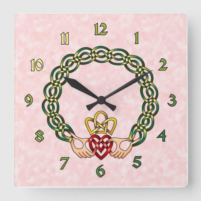 Claddagh Square Wall Clock (Front)