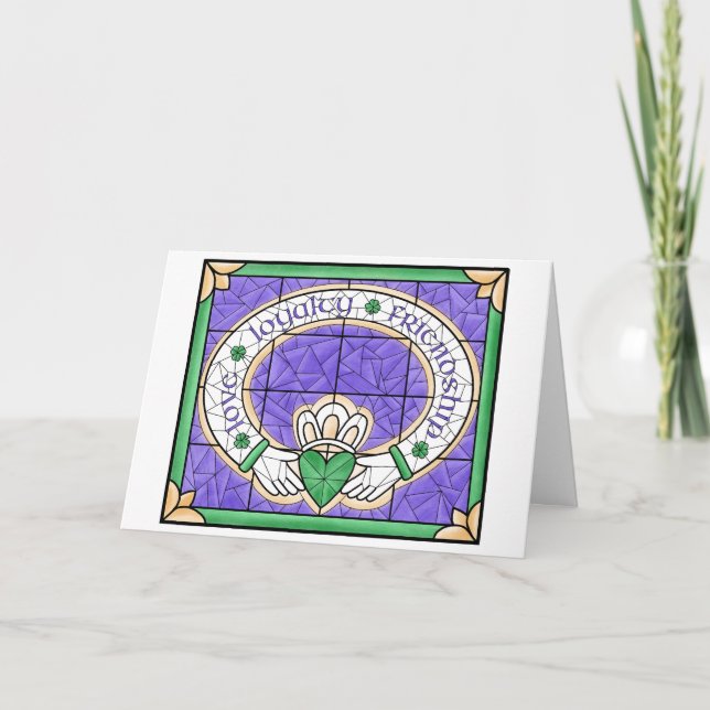 Claddagh Stained Glass Card (Front)