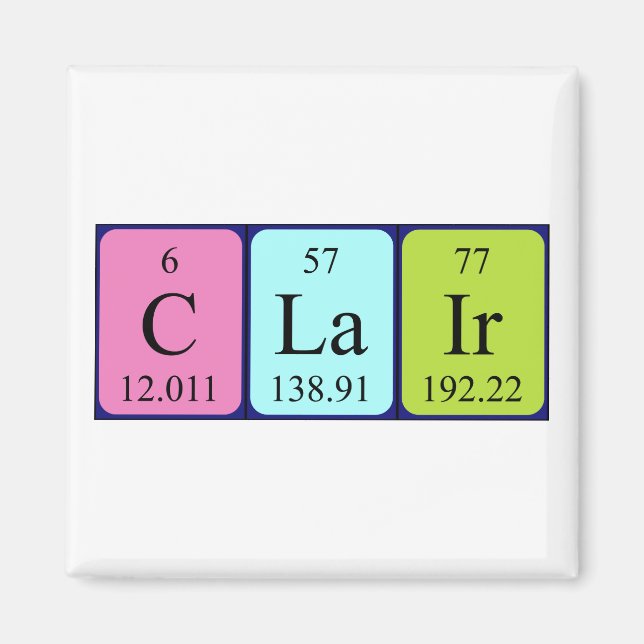 Clair periodic table name magnet (Front)