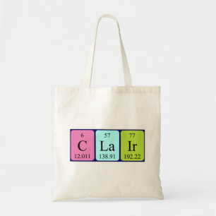 Clair periodic table name tote bag