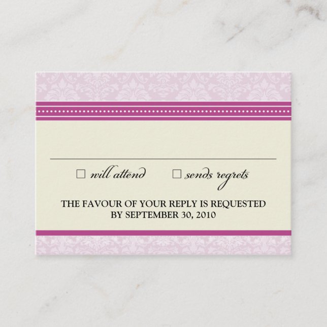 ::claire:: Charming Damask 3.5"x2.5" RSVP Card_v2 Enclosure Card (Front)
