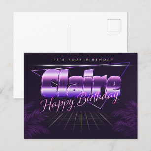 Claire Name Vorname lila Postkarte Geburtstag Postcard