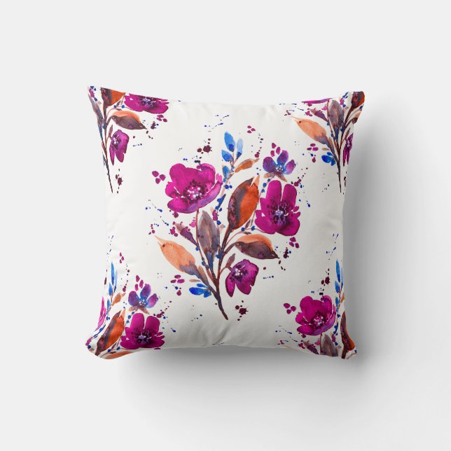 Claire-Two-sided Harvest Floral on White Cushion (Front)