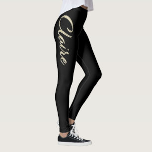 Claire white gold Handwriting Hose Leggings