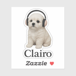 Clairo Puppy with Headphones
