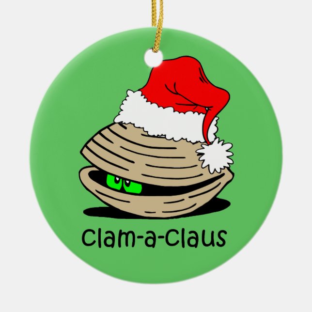 clam Christmas Ceramic Tree Decoration (Front)