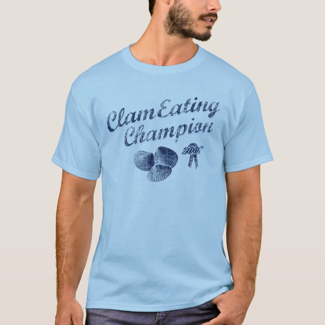 Clam Eating Champion Funny Retro T-shirt 2 (Front)