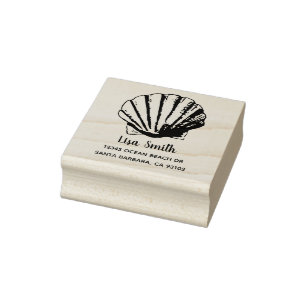 Clam Seashell Custom Name Return Address Rubber Stamp