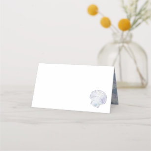 Clam shell blue watercolor art guest wedding event place card