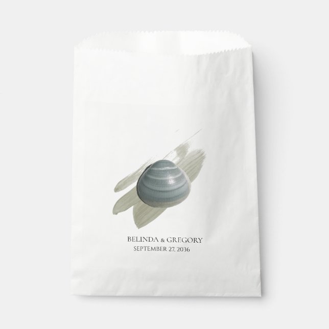 Clam Watercolor Stroke Wedding Favour Bag (Front)