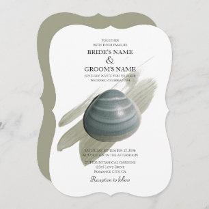 Clam Watercolor Stroke Wedding Invitations