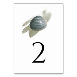Clam Watercolor Stroke Wedding  Table Number