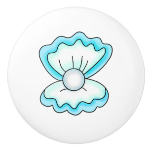 Clam with a Pearl Coastal Beach House Ceramic Knob