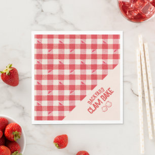 Clambake Casual Seafood Dinner Gingham Invitation Napkin