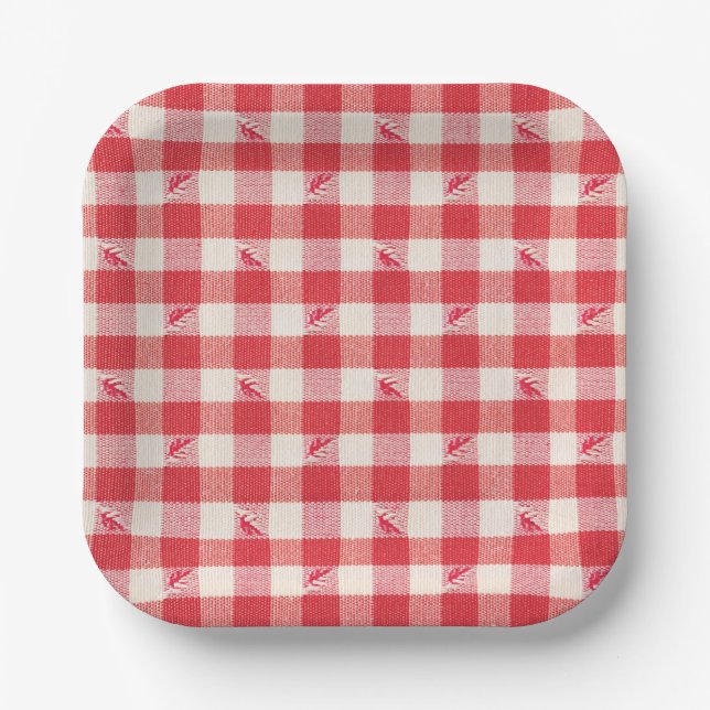 Clambake Casual Seafood Party Gingham Plaid Paper Plate (Front)