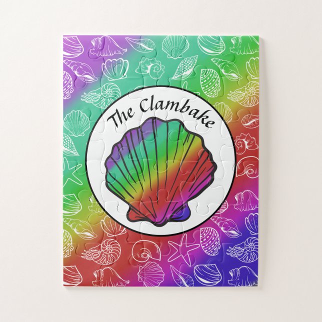 Clambake Rainbow Clam Shellfish Pattern 11" x 14" Jigsaw Puzzle (Vertical)