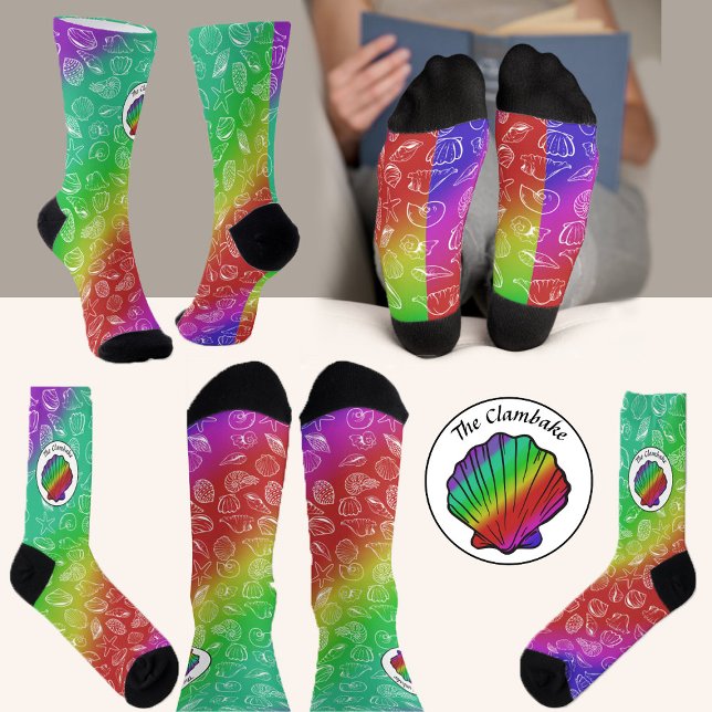 Clambake Rainbow Clam Shellfish Pattern Socks (Creator Uploaded)