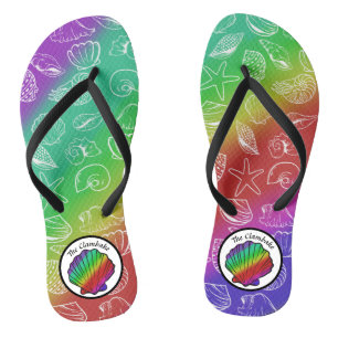 Clambake Rainbow Clam Shellfish Pattern Thongs