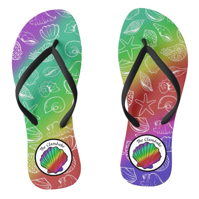 Clambake Rainbow Clam Shellfish Pattern Thongs (Footbed)
