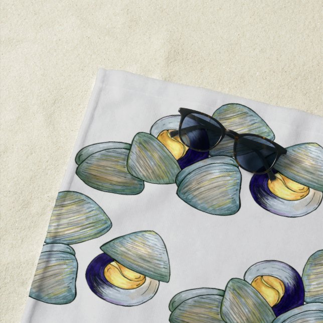 Clams Clambake Rhode Island New England Seafood Beach Towel (In Situ)