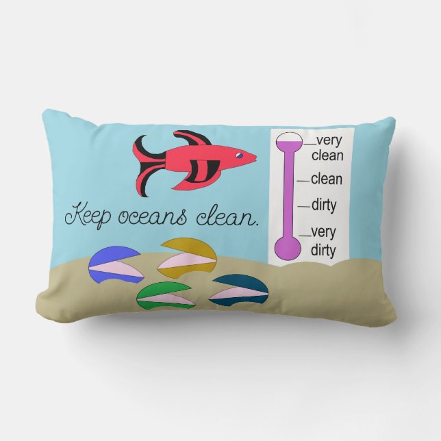 Clams with Swimming Fish: Lumbar Cushion (Front)