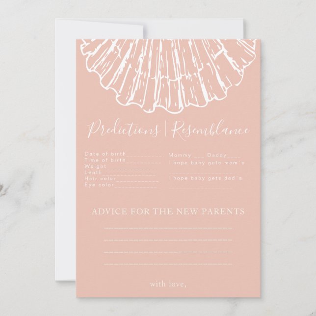 Clamshell Baby Shower Predictions & Advice Game (Front)