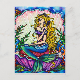 Clamshell Mermaid Fantasy Fairy Art Postcard