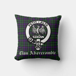 Clan Abercrombie Crest Badge and Tartan Cushion