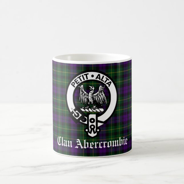 Clan Abercrombie Crest Badge & Tartan Coffee Mug (Center)