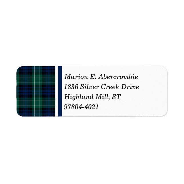 Clan Abercrombie Tartan  Return Address Label (Front)