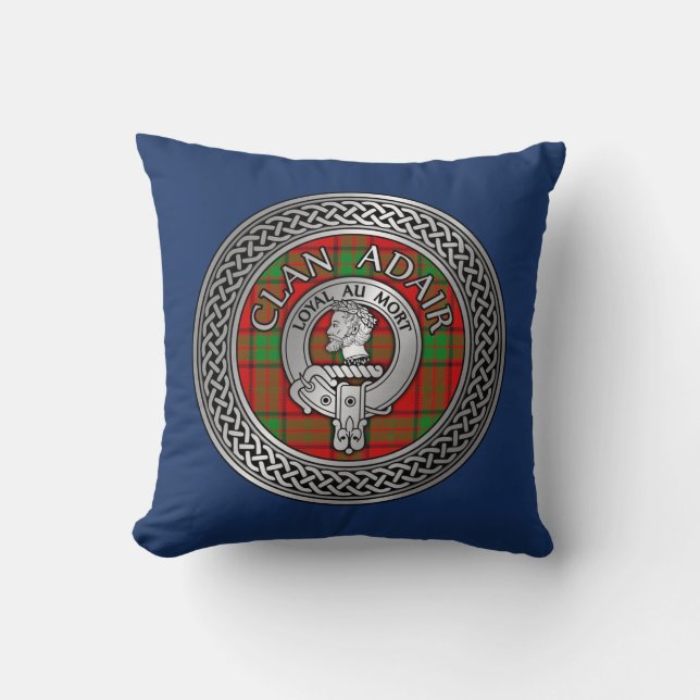 Clan Adair Crest & Tartan Knot Cushion (Front)
