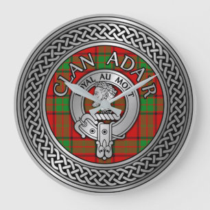 Clan Adair Crest & Tartan Knot Large Clock