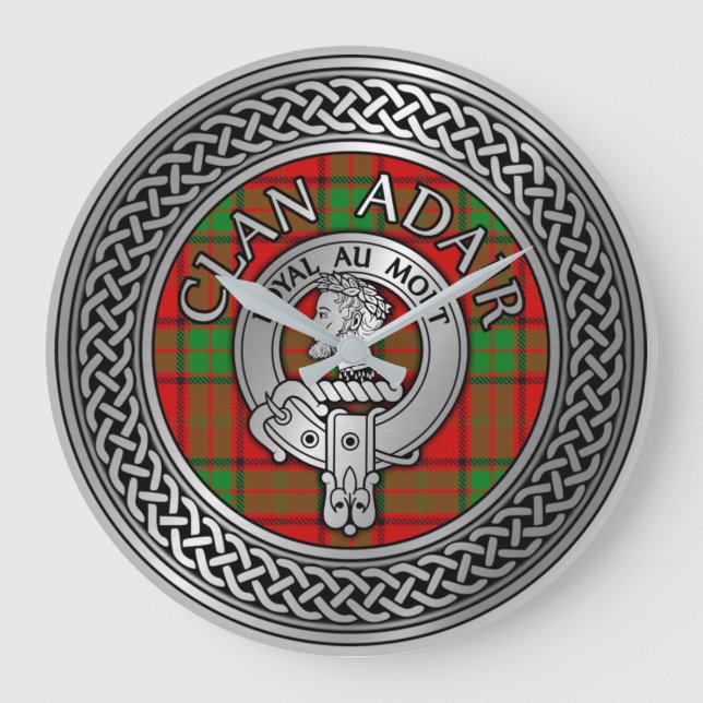 Clan Adair Crest & Tartan Knot Large Clock (Front)