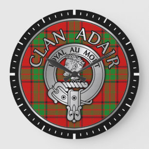 Clan Adair Crest & Tartan Large Clock