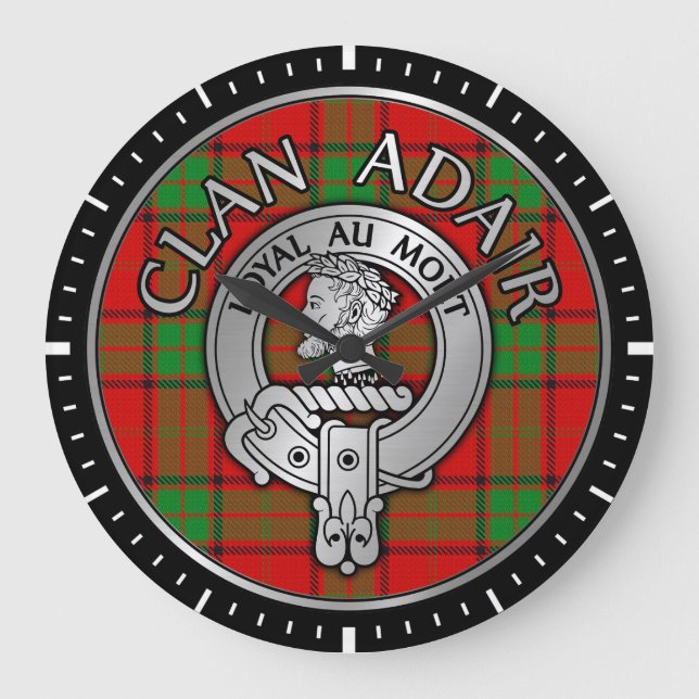 Clan Adair Crest & Tartan Large Clock (Front)
